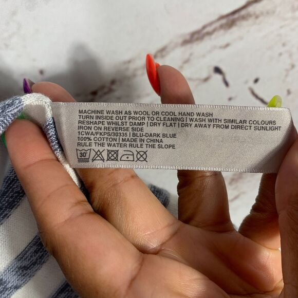 Fat Face Blue White Stripe Sleeveless Drape Vest Cardigan Size Small Layering - Picture 4 of 7